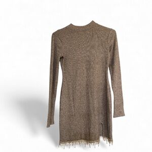 ZARA NWT Grey Sweater Dress With Sequin Trim Bottom Size Medium